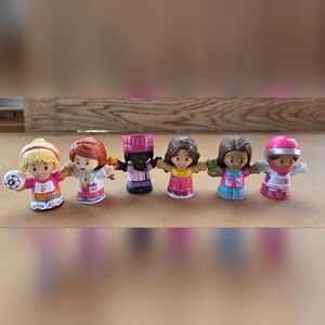 Lot of 6 Fisher Price Little People Barbie Figures Astronaut Soccer Veterinarian